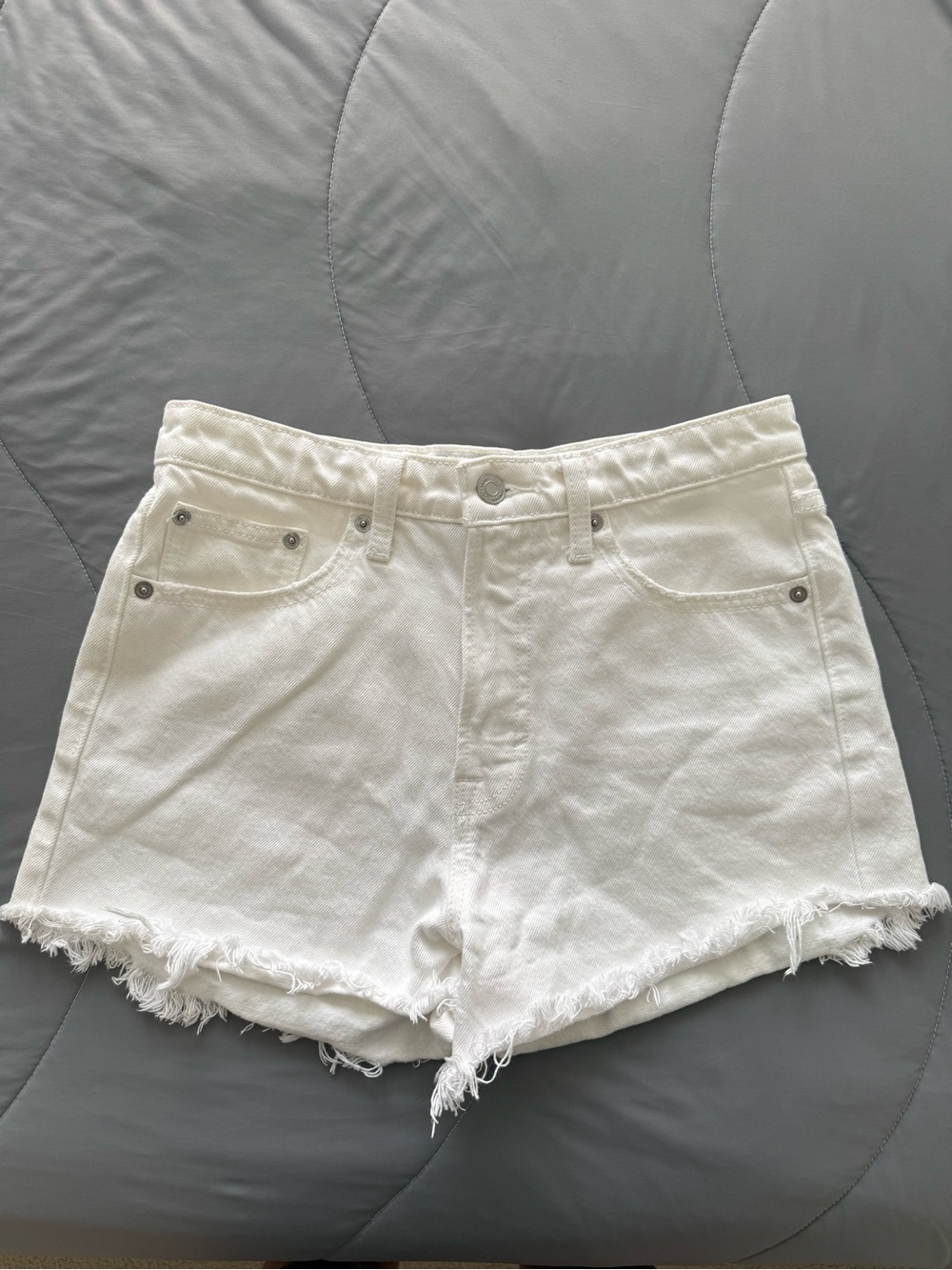 Lucky Brand White Frayed-Hem Denim Shorts